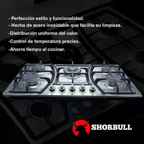 Estufa Shorbull de 5 Quemadores de Acero Inoxidable