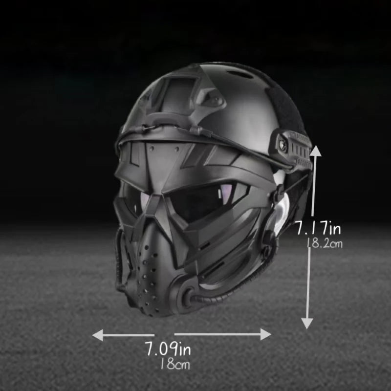Set de Casco Táctico Integral con Máscara Protectora
