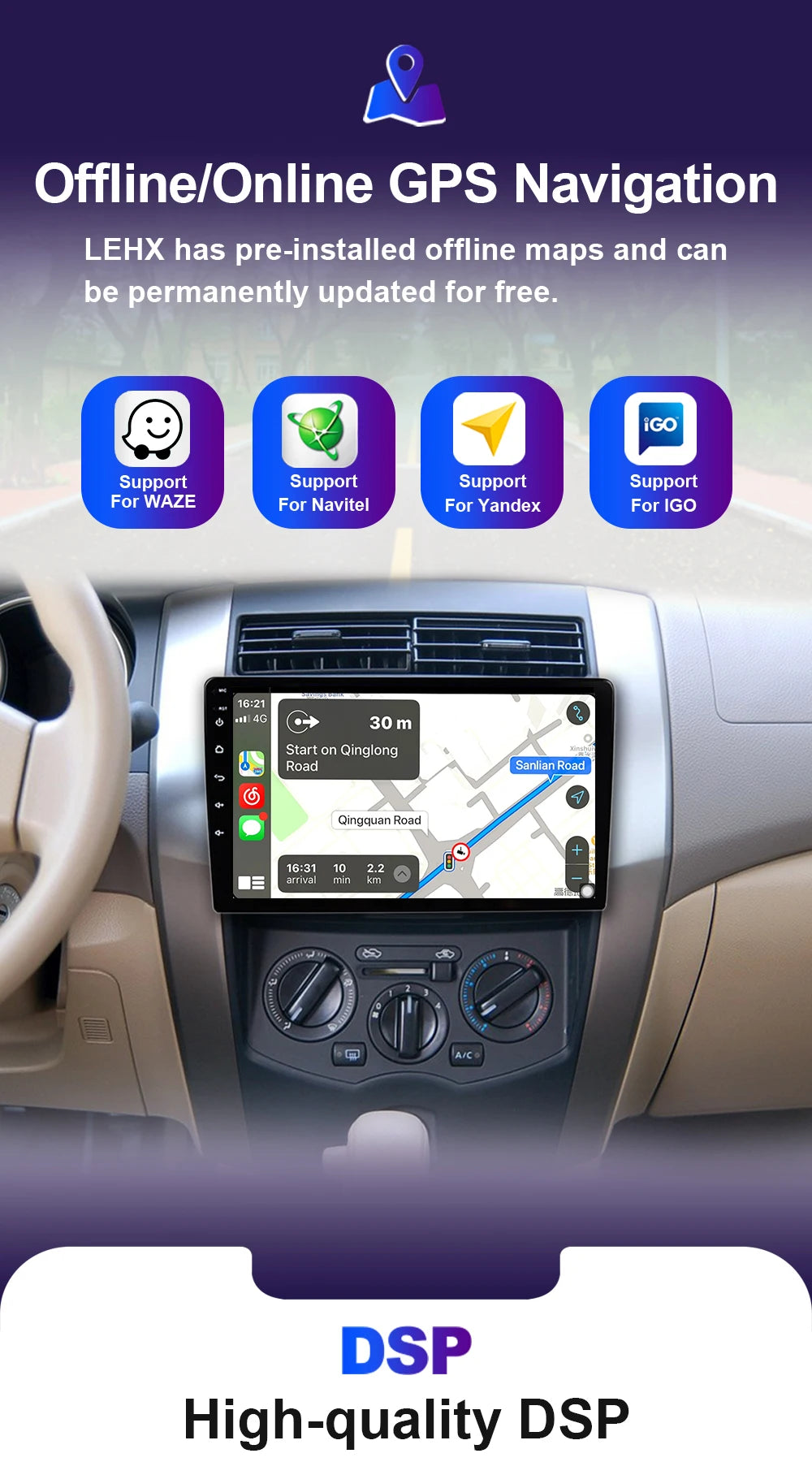 Radio de coche reproductor de vídeo Multimedia AutoRadio navegación GPS
