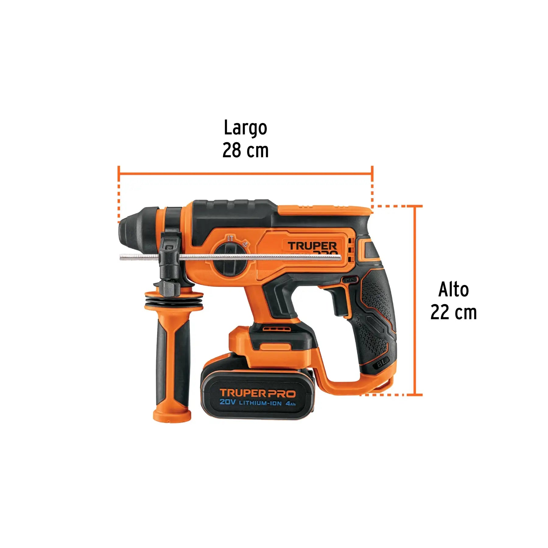 Rotomartillo eléctrico SDS Plus 2 J de 20V con batería PRO de 1 a 4Ah