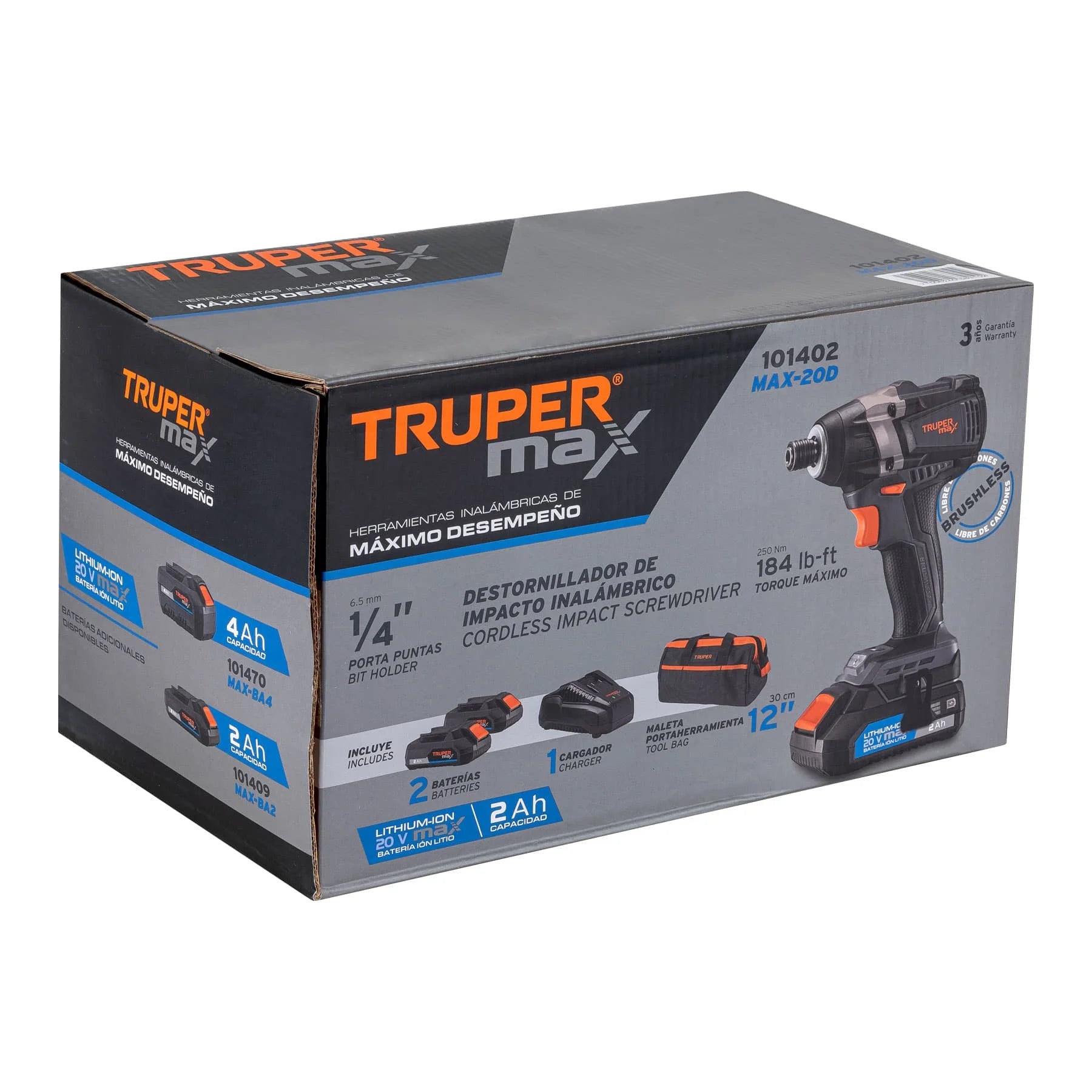 Atornillador de Impacto Inalámbrico Expert MAX-20D de 20 V,