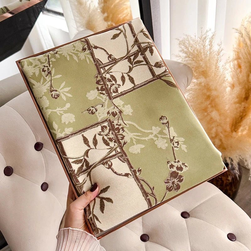 Bufanda con Diseño de Flor de Ciruelo para Mujer