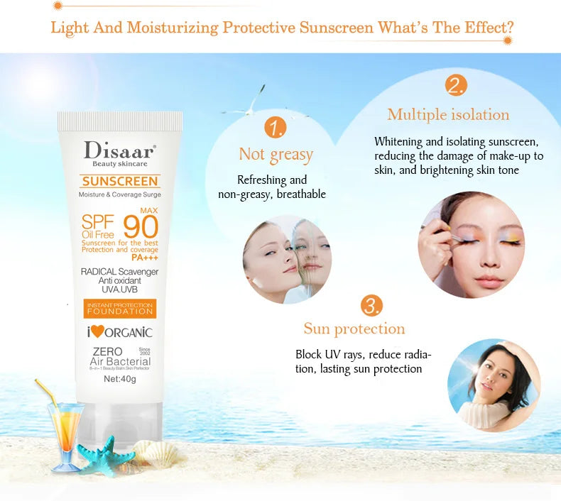 Protector solar Facial y corporal, crema solar blanqueadora,