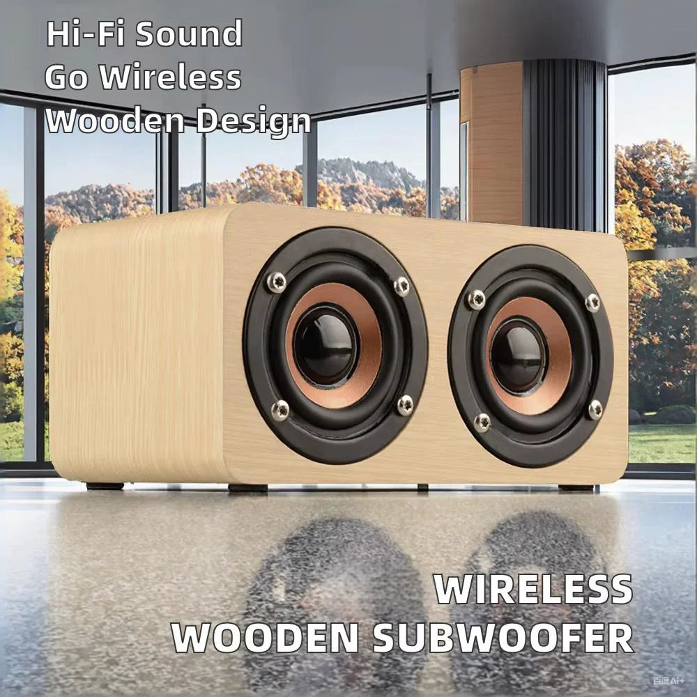 Altavoz Subwoofer Retro de Madera, Portátil, Mini