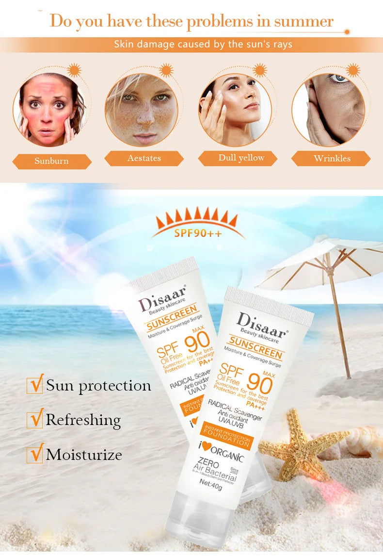 Protector solar Facial y corporal, crema solar blanqueadora,