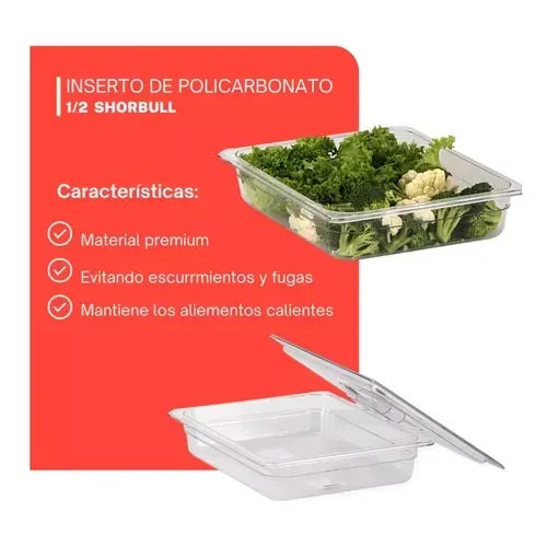 Inserto de Policarbonato de 1/2 pulgada y 10 cm con Tapa Cambro Shorbull