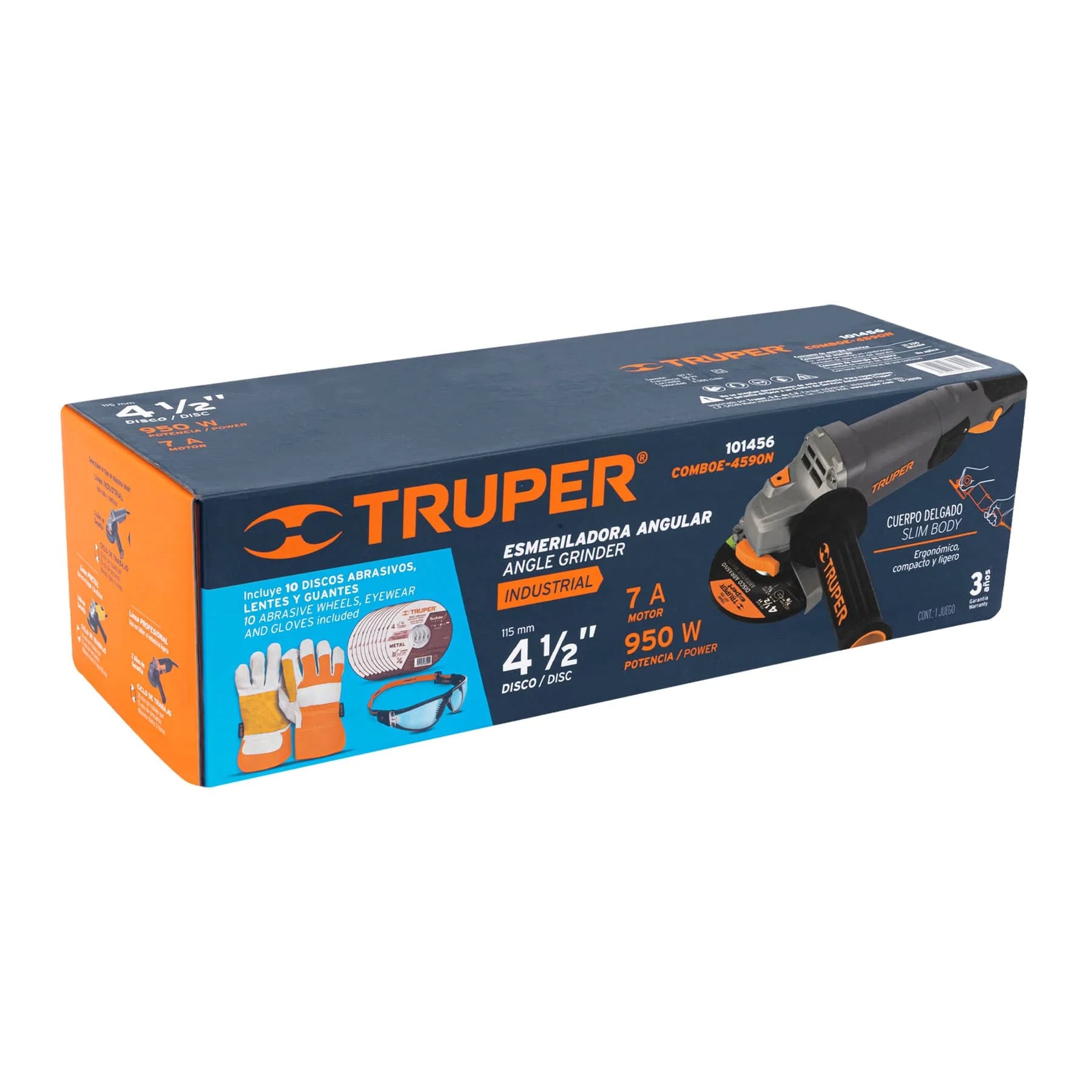 Paquete combinado de guantes y lentes de discos de amoladora angular de 4-1/2 '950 W para expertos de la marca