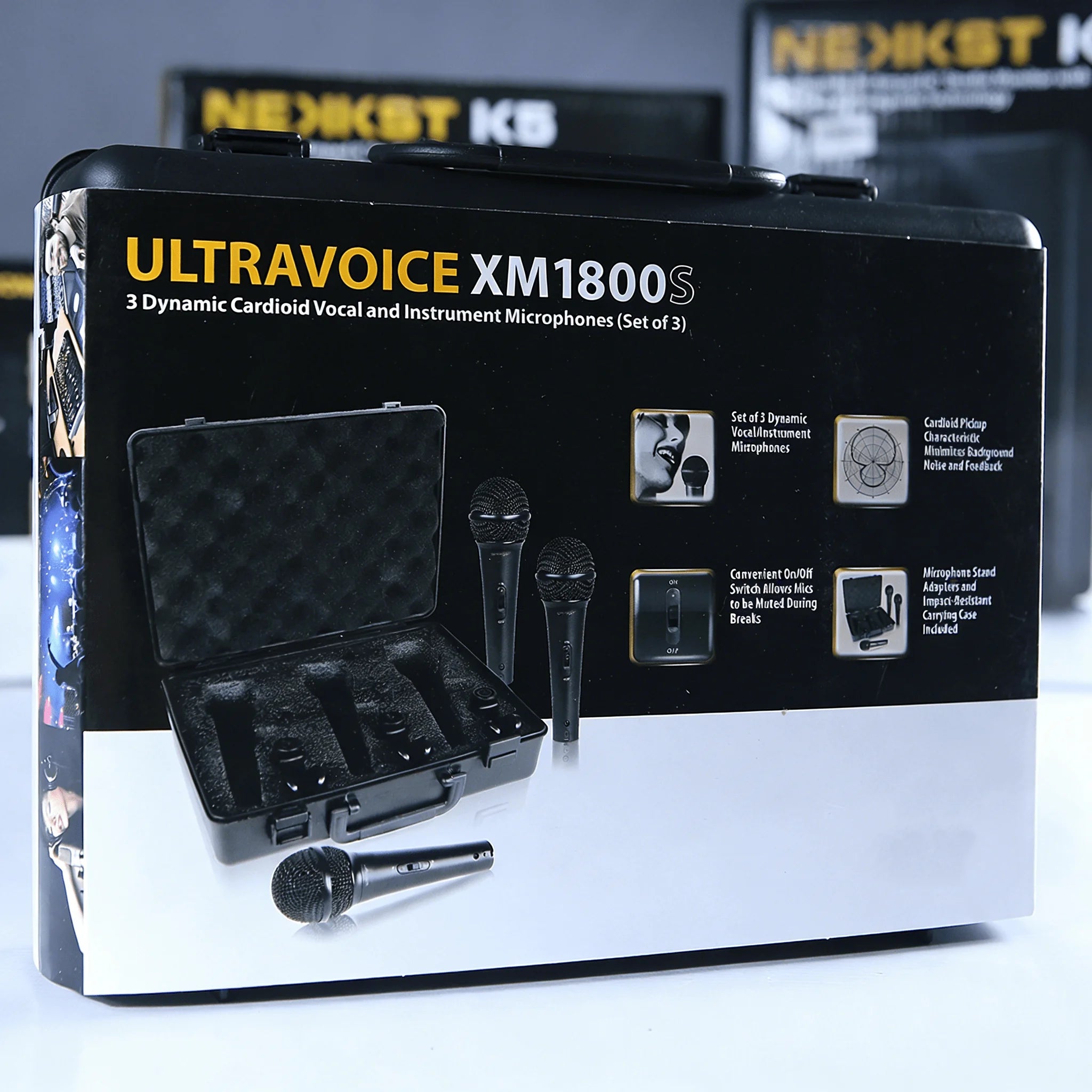 Kit de micrófono dinámico profesional de 3 piezas