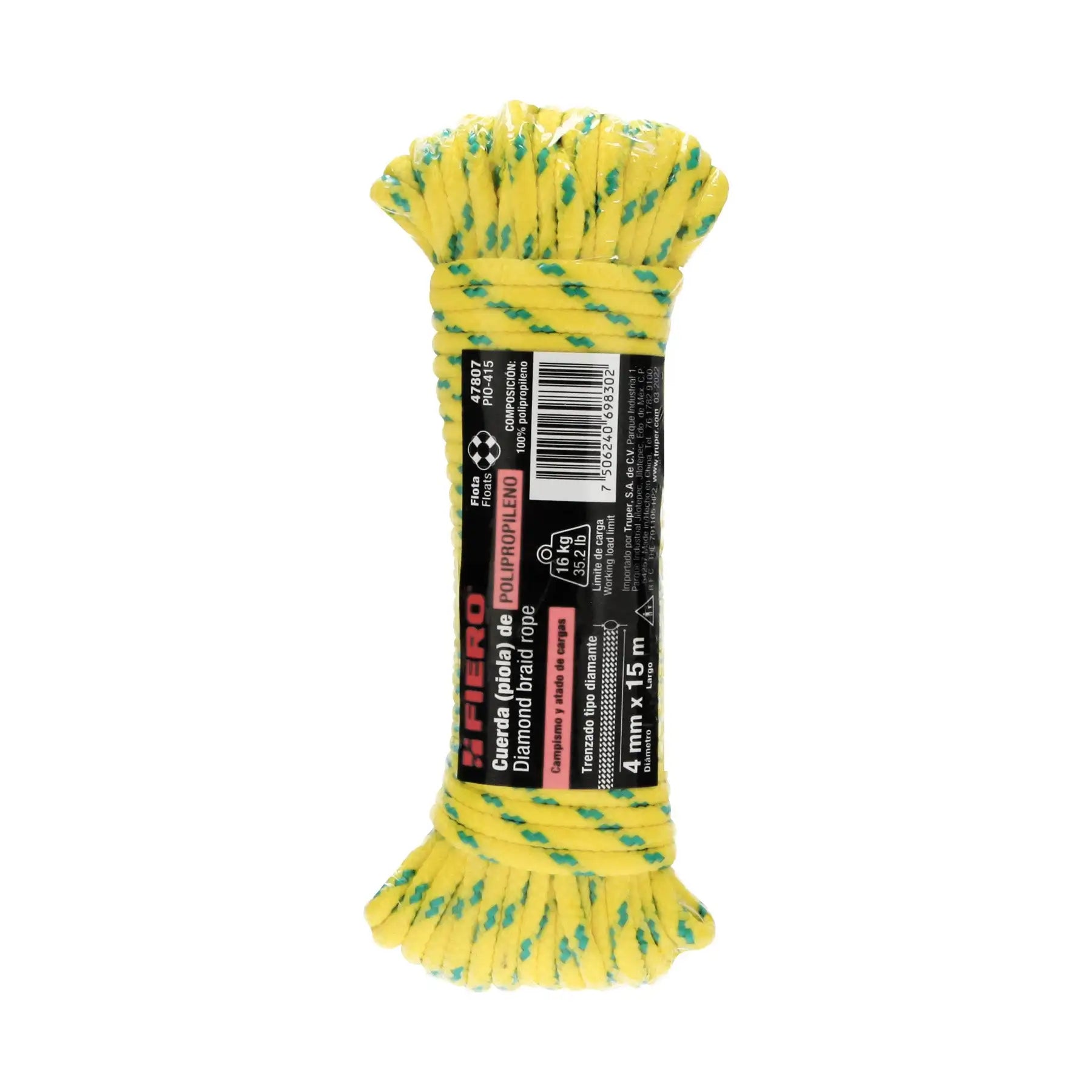 Cuerda de pesca trenzada de polipropileno multicolor de 4mm X 15 M,2 unidades