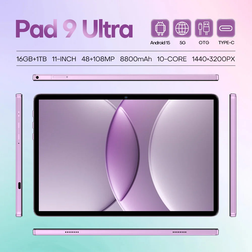 Pad9  Android 15 Tablet PC 4G + 5G 16GB RAM