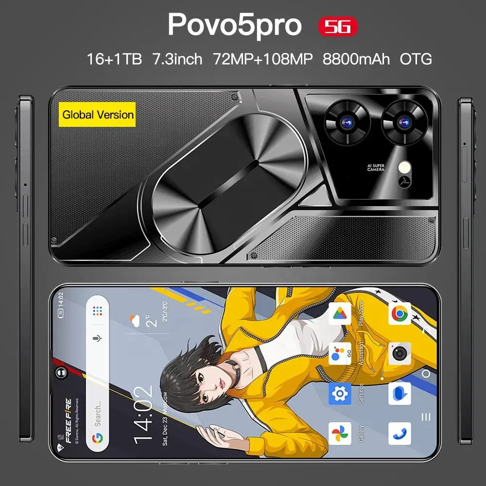 teléfono inteligente 7,3 pulgadas 108mp HD