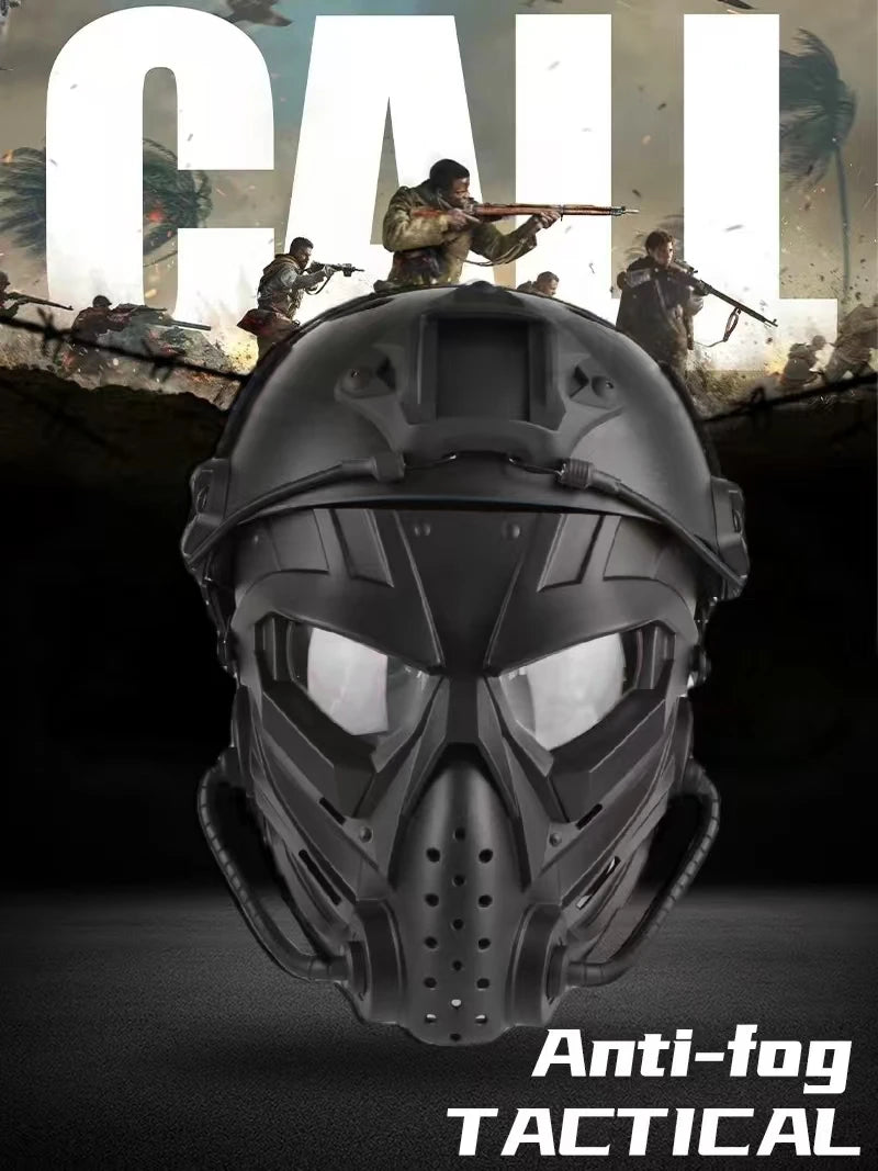 Set de Casco Táctico Integral con Máscara Protectora