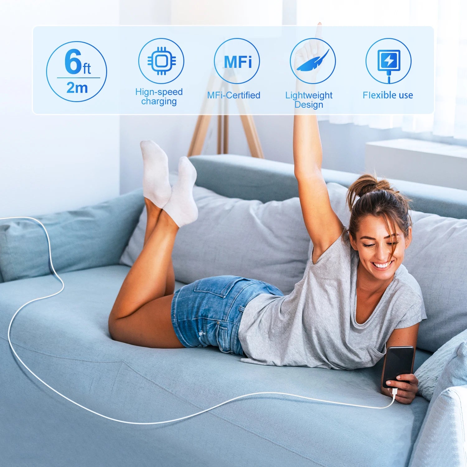 Cable de Carga Rápida con Certificado MFI de 3 pies