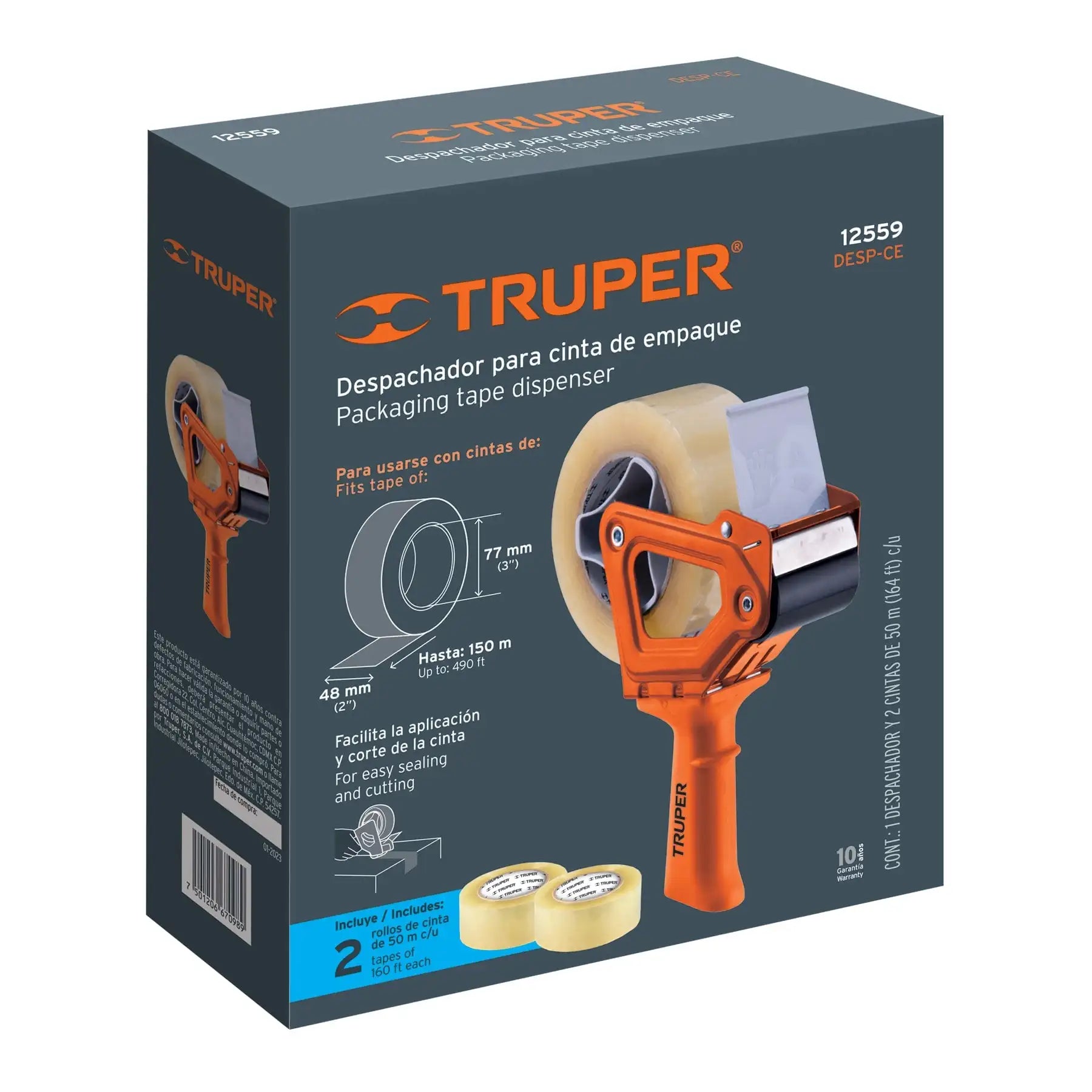 Dispensador de Cinta Adhesiva de Plástico Truper DESP-CE para Cortar Cinta