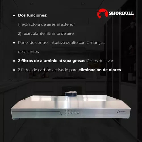 Campana Extractora Integrada de Acero Shorbull de 50 cm con Luz