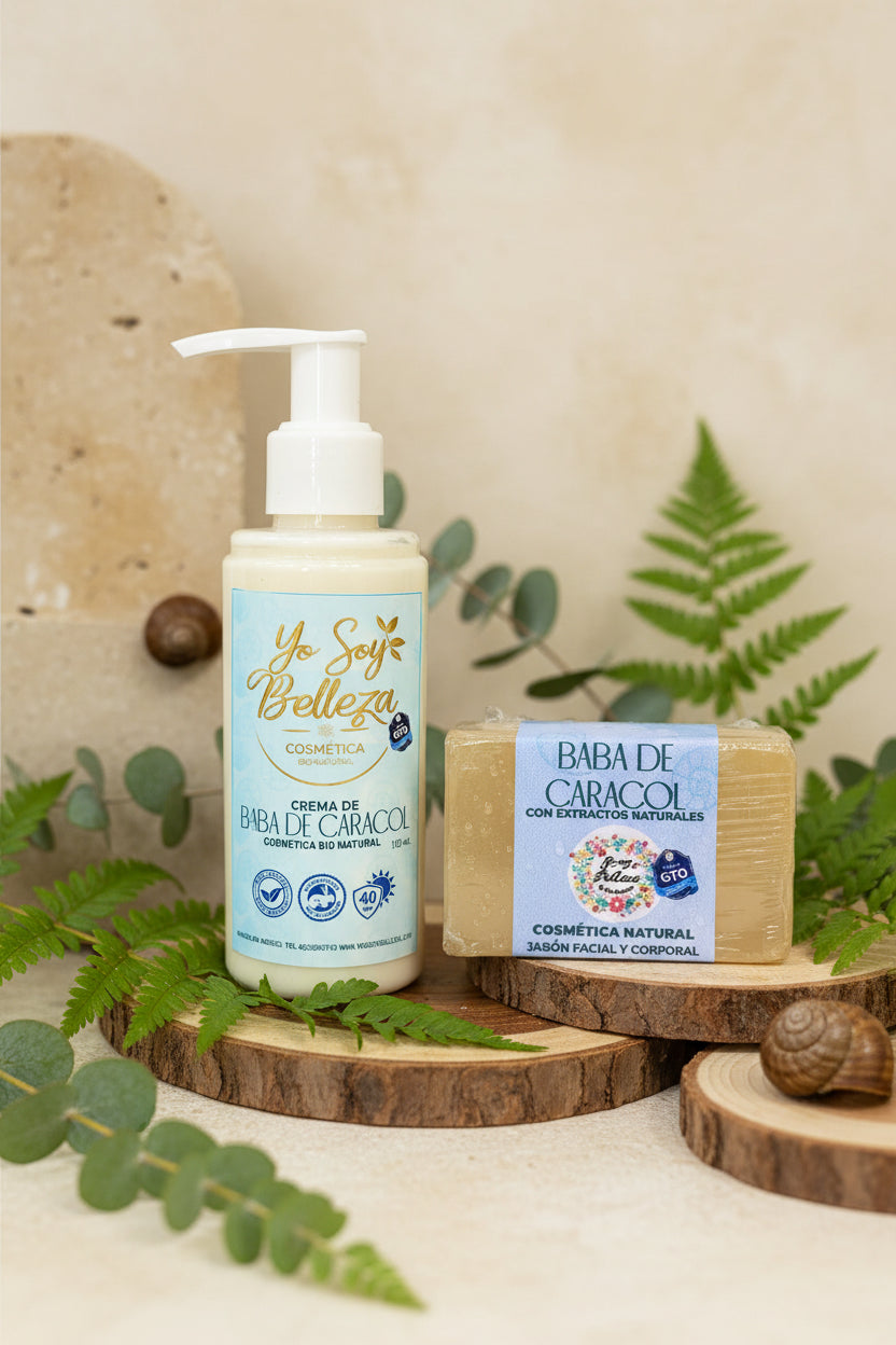 Crema de Baba de Caracol + Jabón Anti Edad — Uso Día y Noche