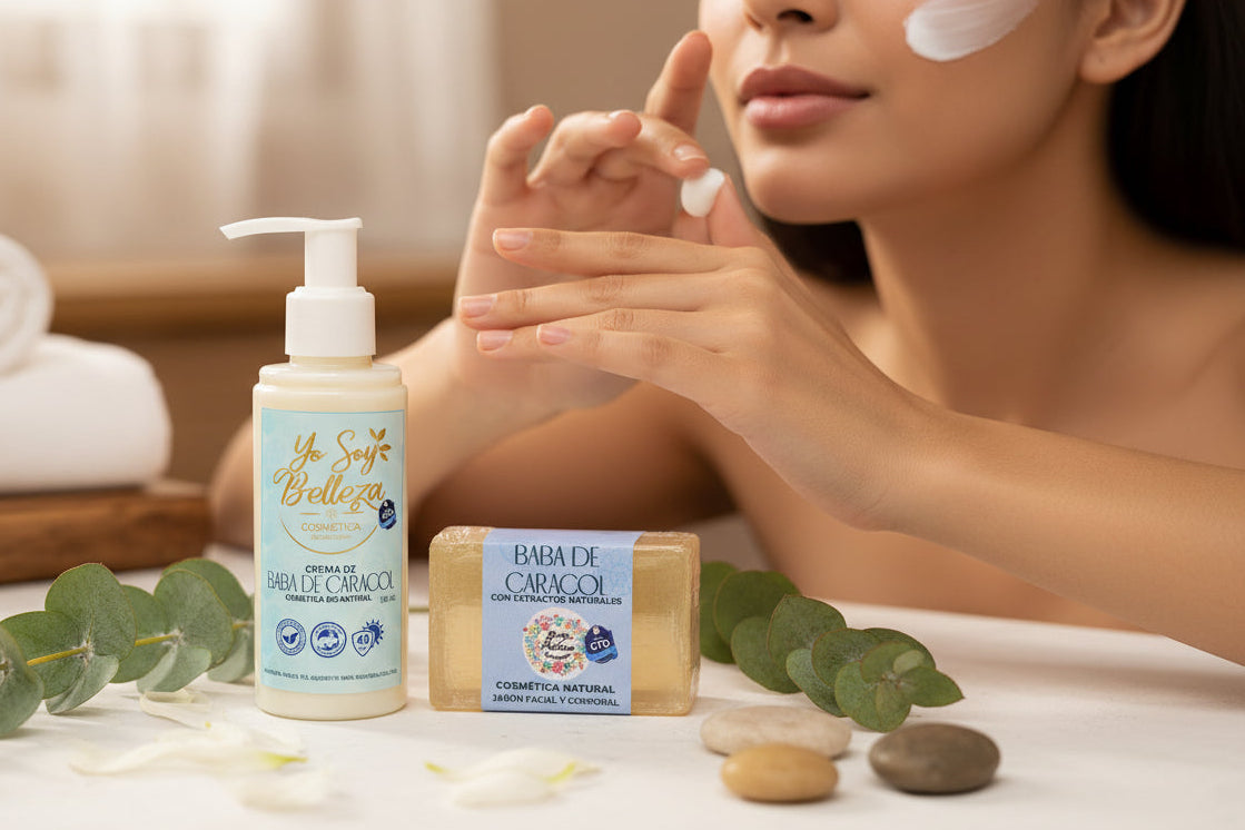 Crema de Baba de Caracol + Jabón Anti Edad — Uso Día y Noche