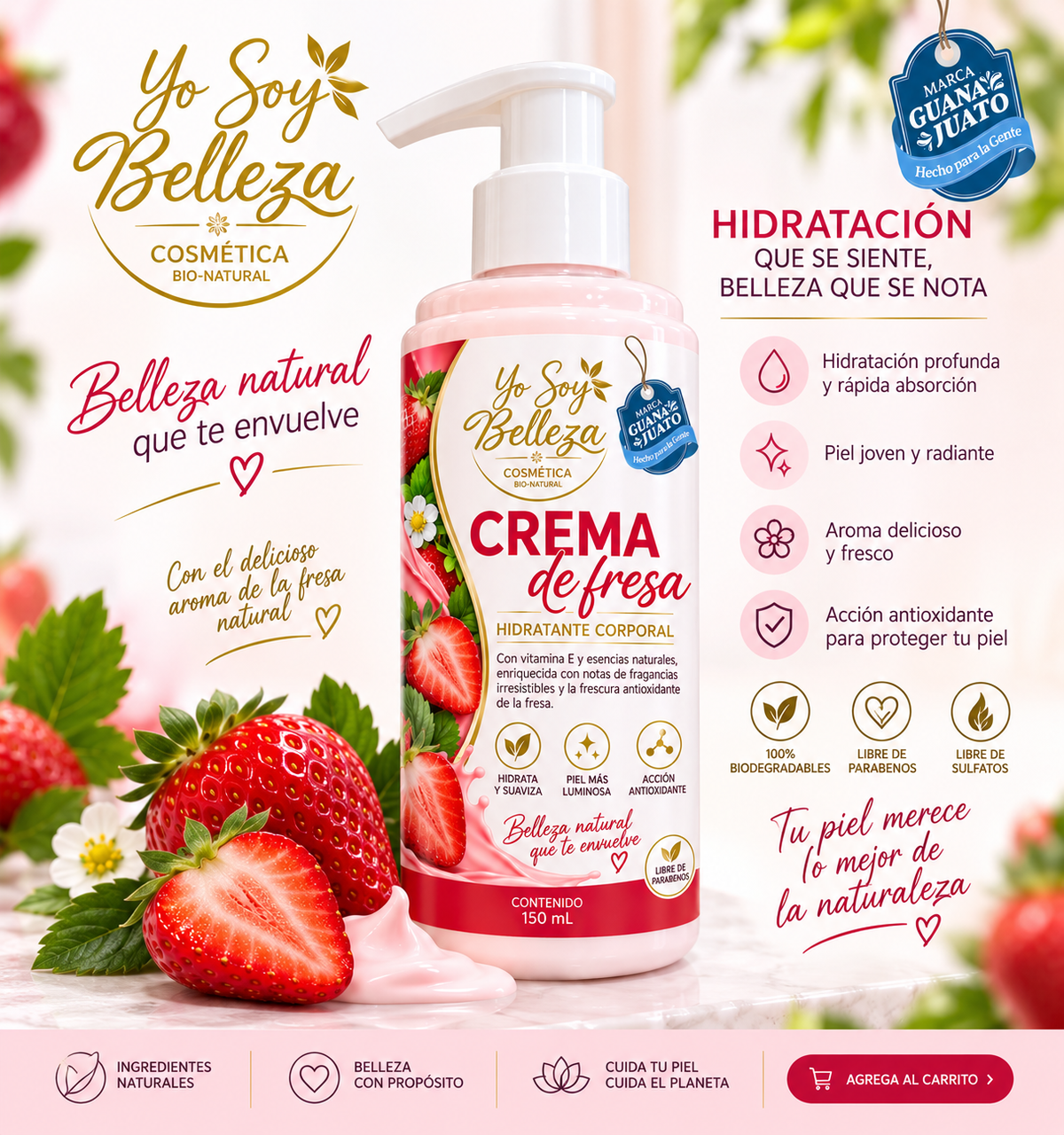 Crema corporal de Fresa 150 ml