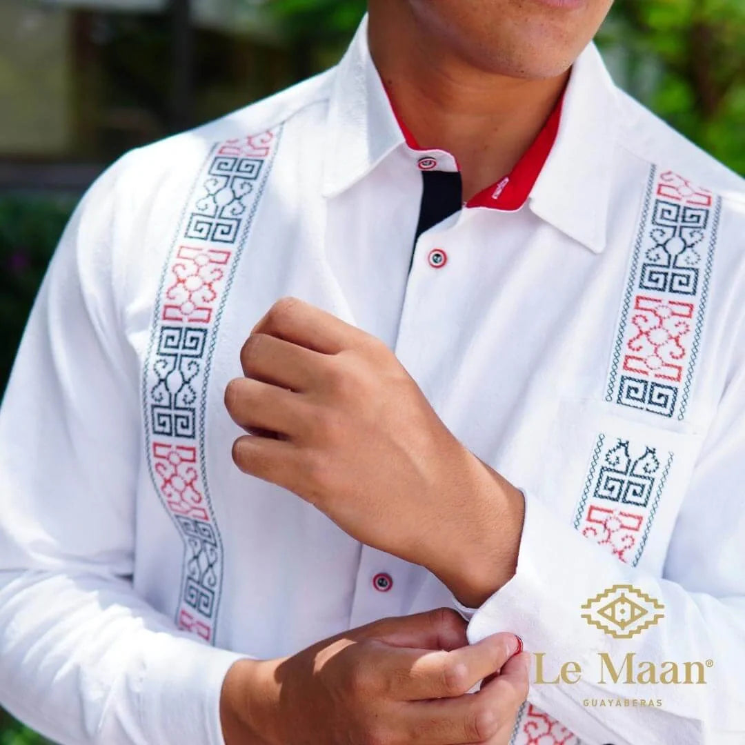 Camisa Guayabera Blanca Manga Larga Bordada TMY