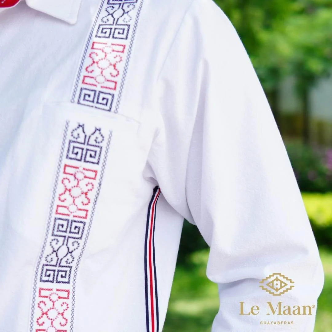 Camisa Guayabera Blanca Manga Larga Bordada TMY
