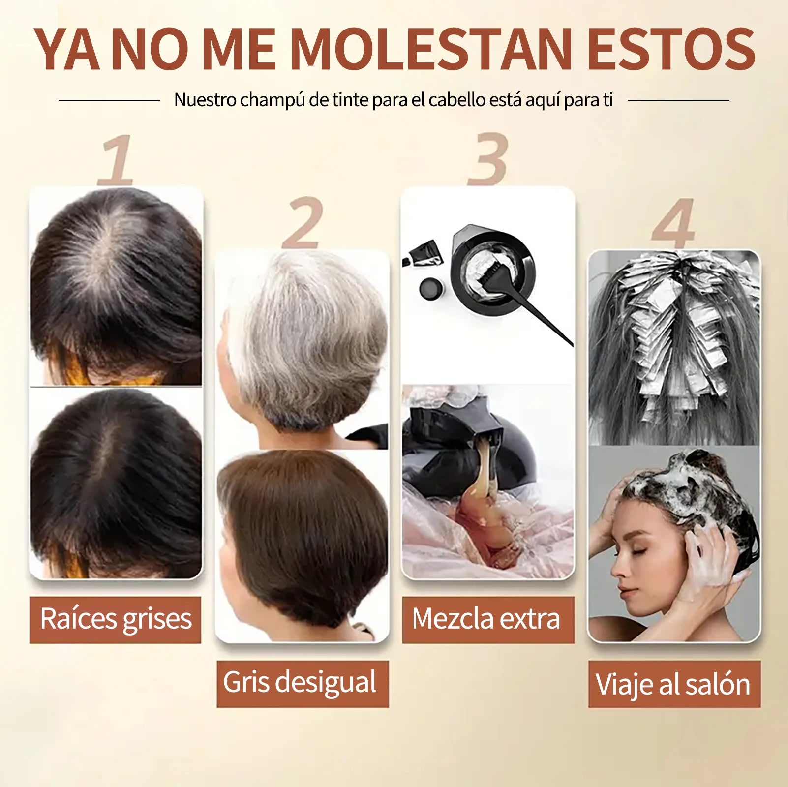 3 en 1 shampoo para teñir el cabello