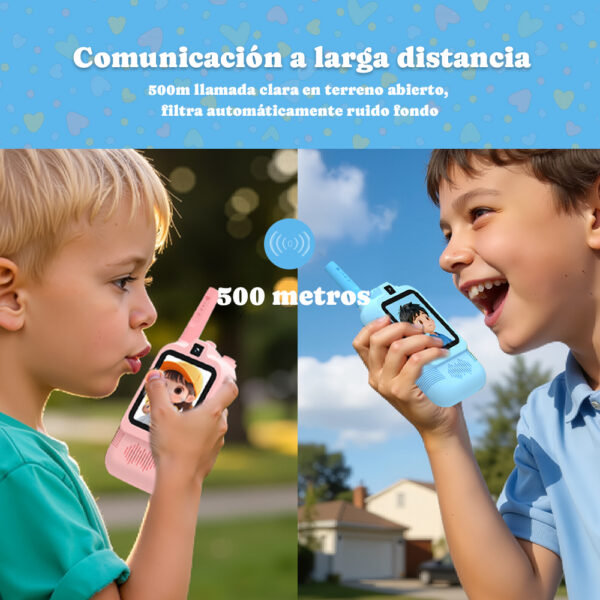 Par De Walkie Talkies Para Niños Recargables Con Videollamada Y Doble Cámara