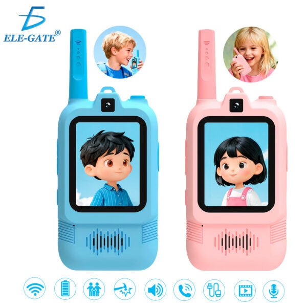 Par De Walkie Talkies Para Niños Recargables Con Videollamada Y Doble Cámara