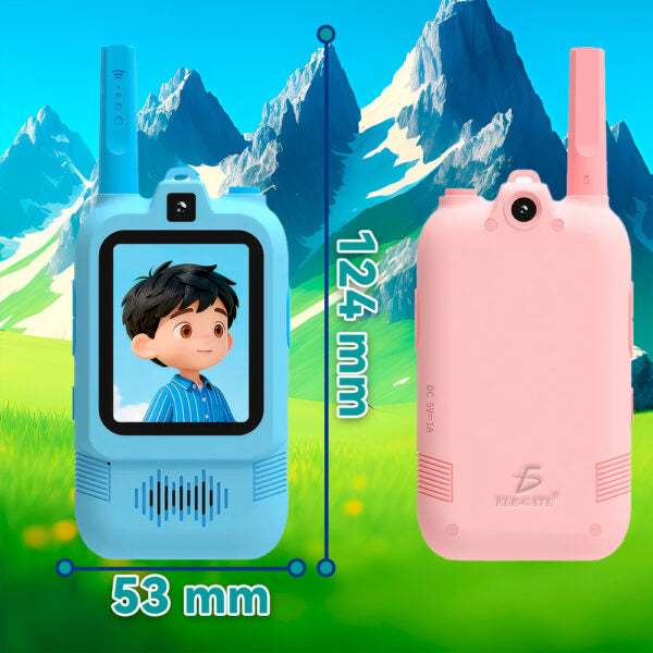 Par De Walkie Talkies Para Niños Recargables Con Videollamada Y Doble Cámara