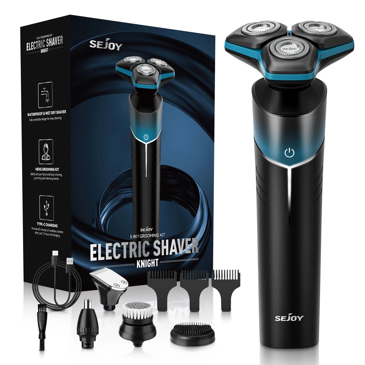 Kit de Afeitadora Eléctrica Rotativa Sejoy para Hombre