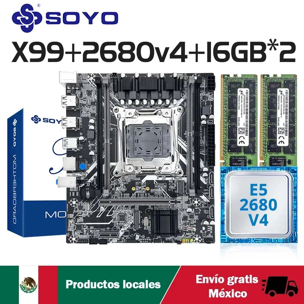 Kit de placa base para juegos SOYO X99 con LGA 2011-3 Intel Xeon