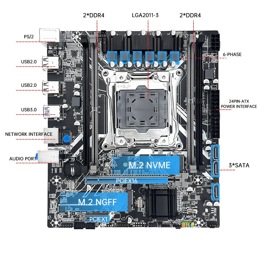 Kit de placa base para juegos SOYO X99 con LGA 2011-3 Intel Xeon