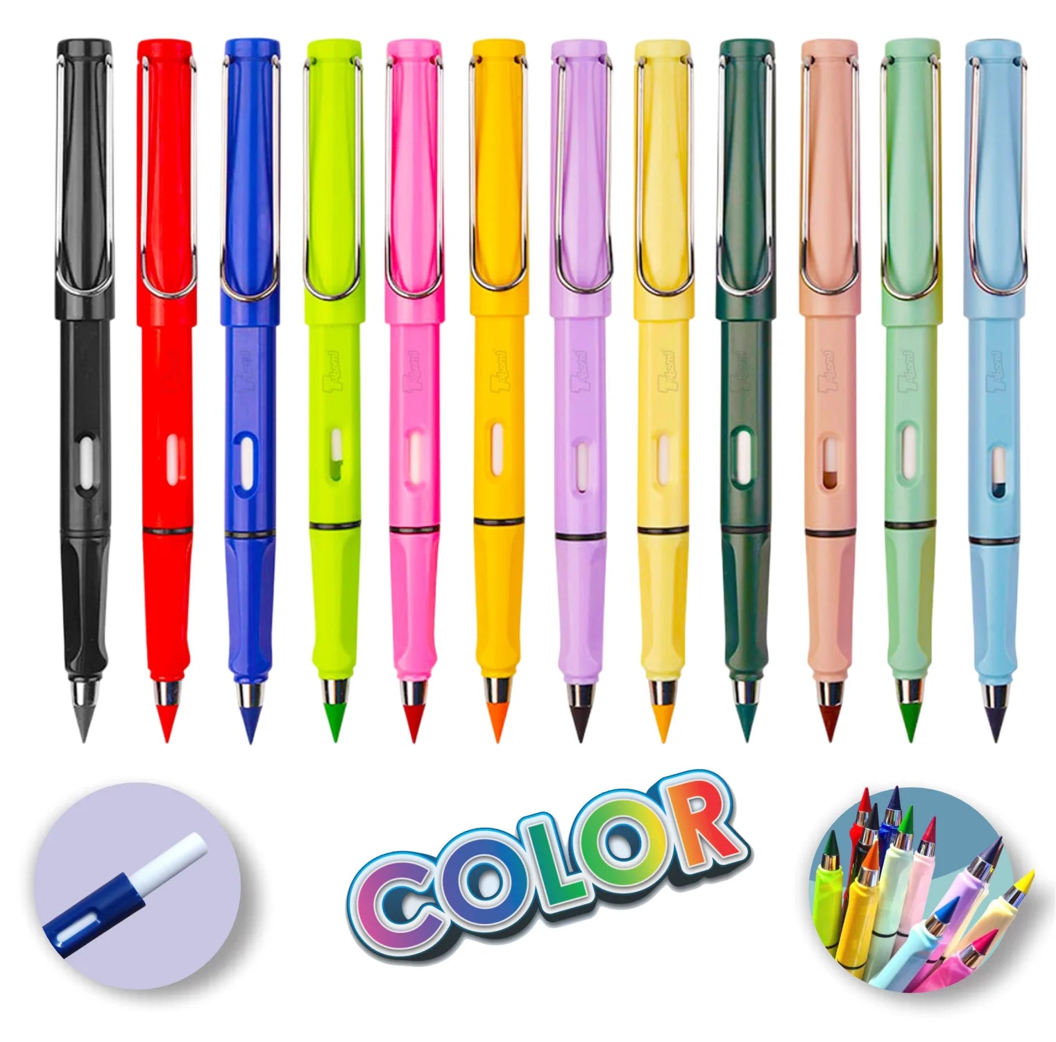 Lápiz infinito con puntas de colores, 12 pz