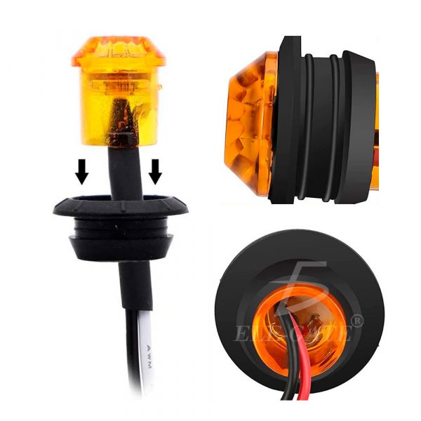 Redonda Camión Lateral Led Luz Indicadora Ámbar 10Pcs 12V