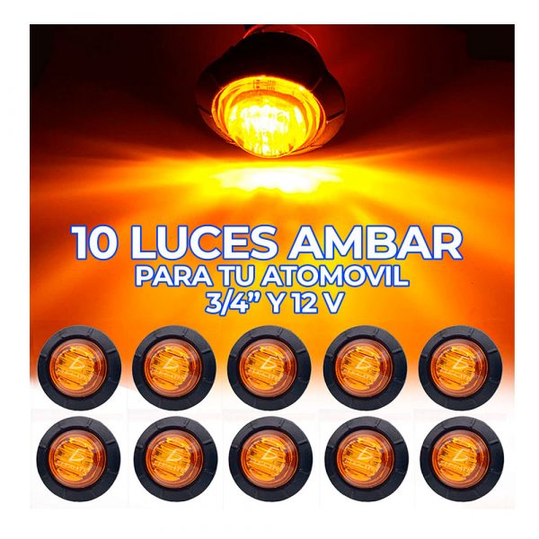 Redonda Camión Lateral Led Luz Indicadora Ámbar 10Pcs 12V