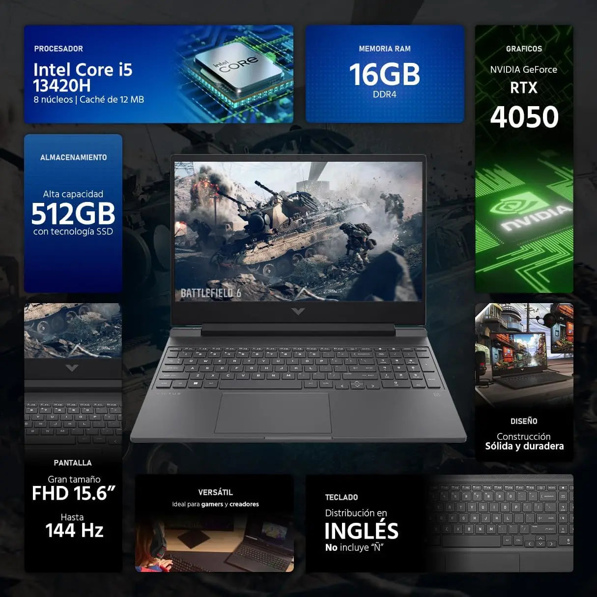 Laptop Hp Gamer Victus 15.6 Fhd 144hz 16gb Ram 512gb