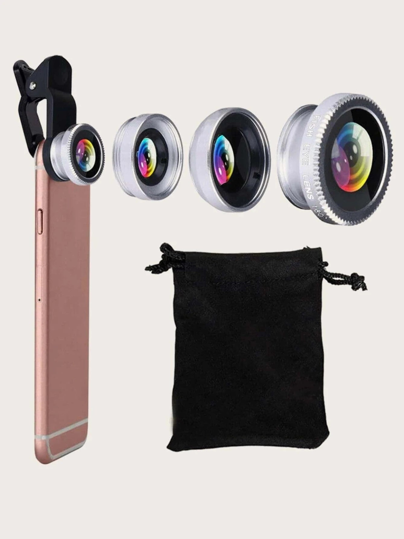 Lente Clip de Ojo de Pez de Celular 3 en 1