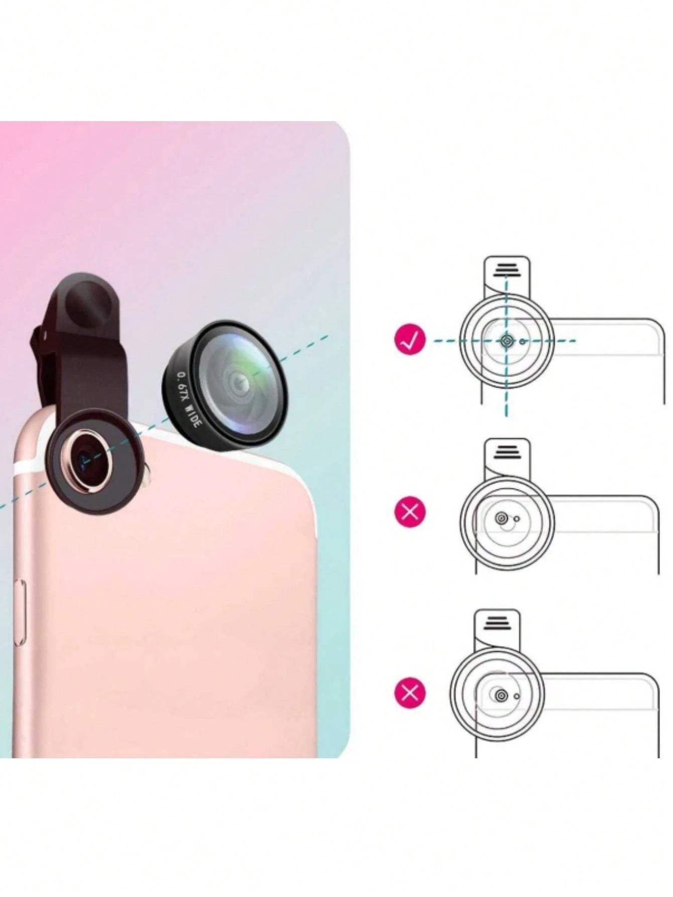 Lente Clip de Ojo de Pez de Celular 3 en 1