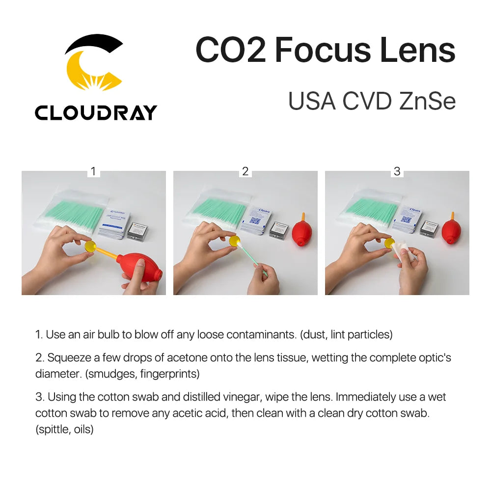 Lente de Enfoque Cloudray USA CVD ZnSe para Láser CO2