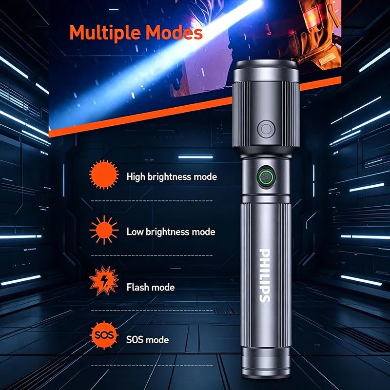 Linterna Philips con Zoom Recargable