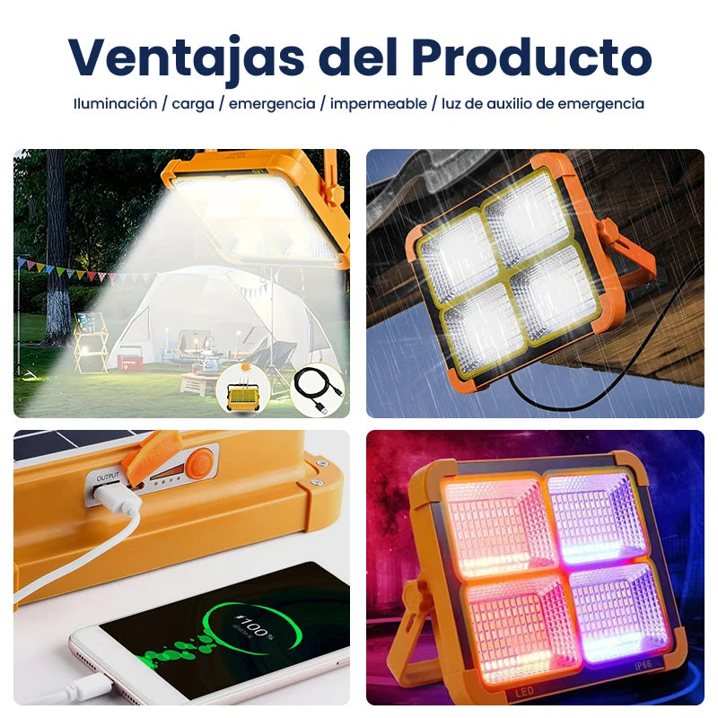 Luz de Tienda de Campaña Solar Portátil: Recargable