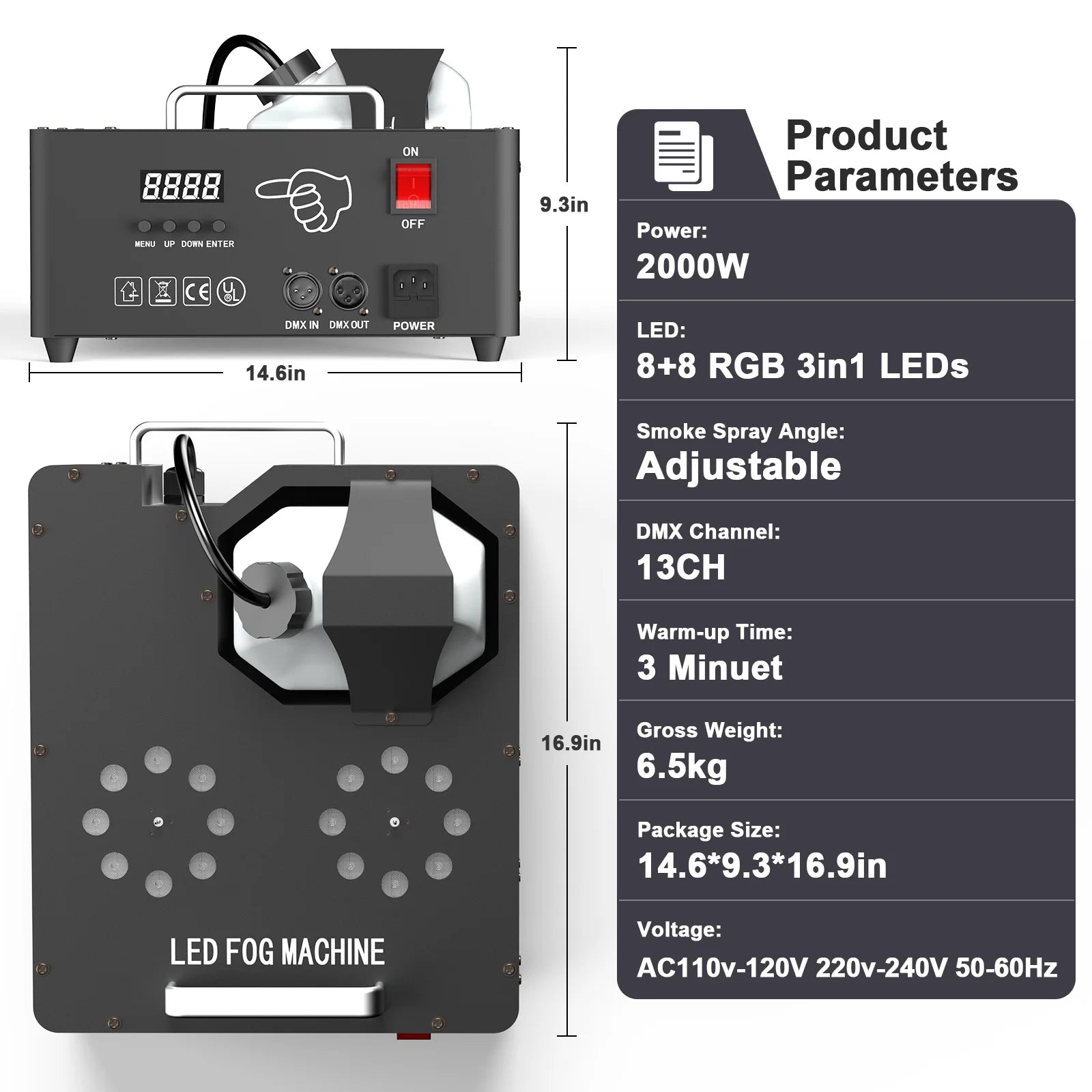 Máquina de niebla de 2000W, máquina de humo