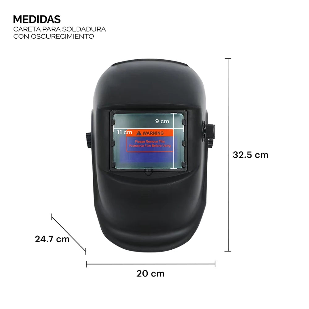Máscara de Soldadura Automático con Lente Fotosensible 9.3x4.3cm | Oscurecimiento automatico