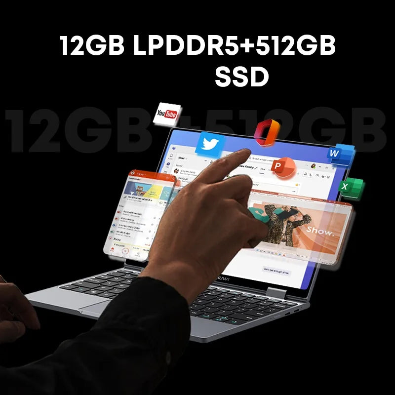 MiniBook X Laptop Tablet PC 2 en 1 12GB LPDDR5 512G