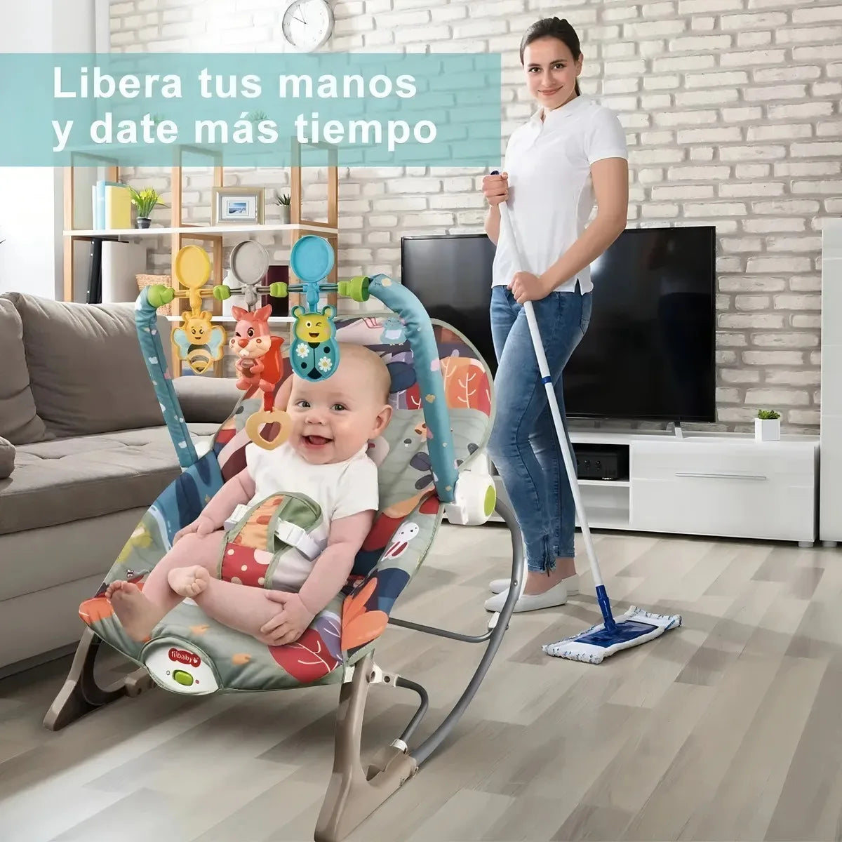 Mecedora eléctrica para bebé, color gris claro