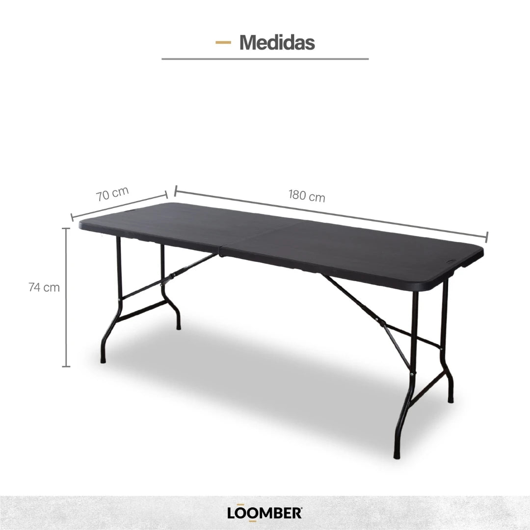 Mesa Plegable Negra 180 cm