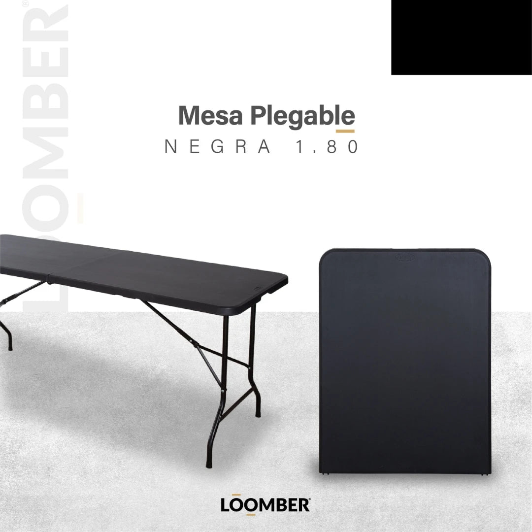 Mesa Plegable Negra 180 cm