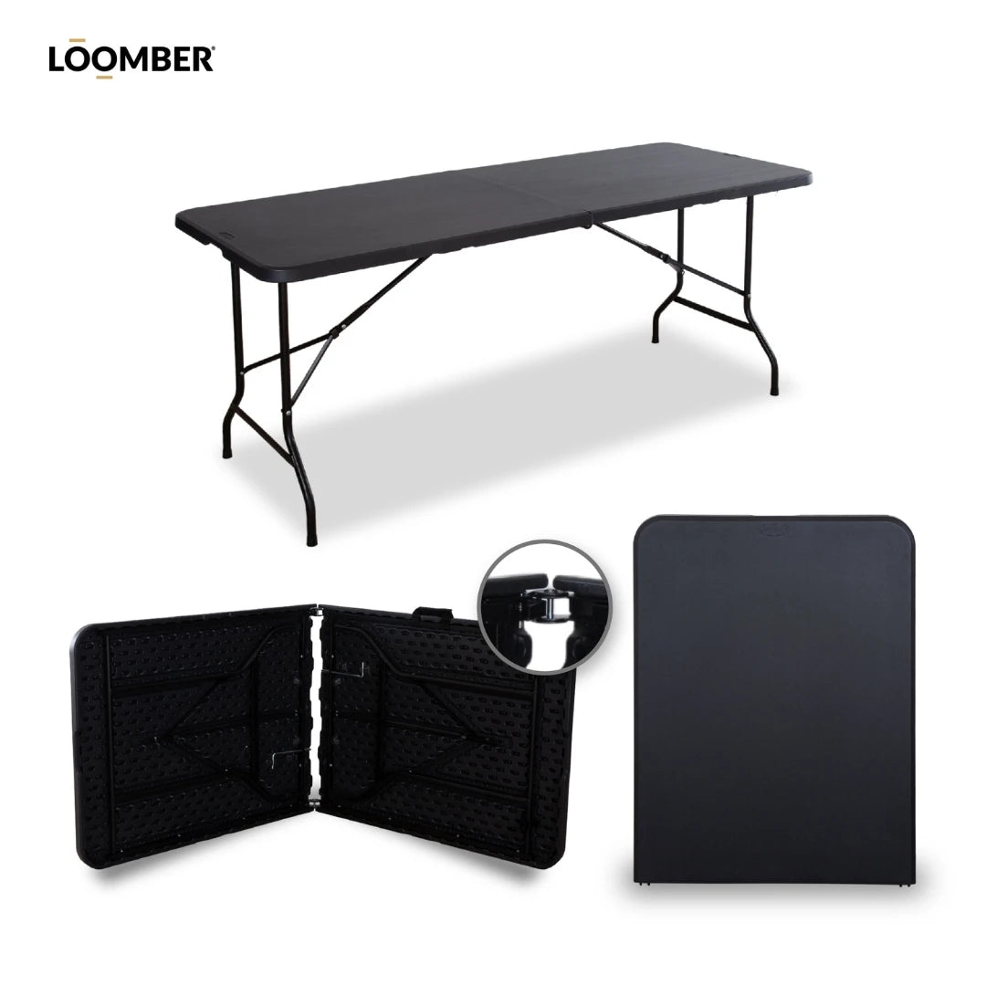 Mesa Plegable Negra 180 cm