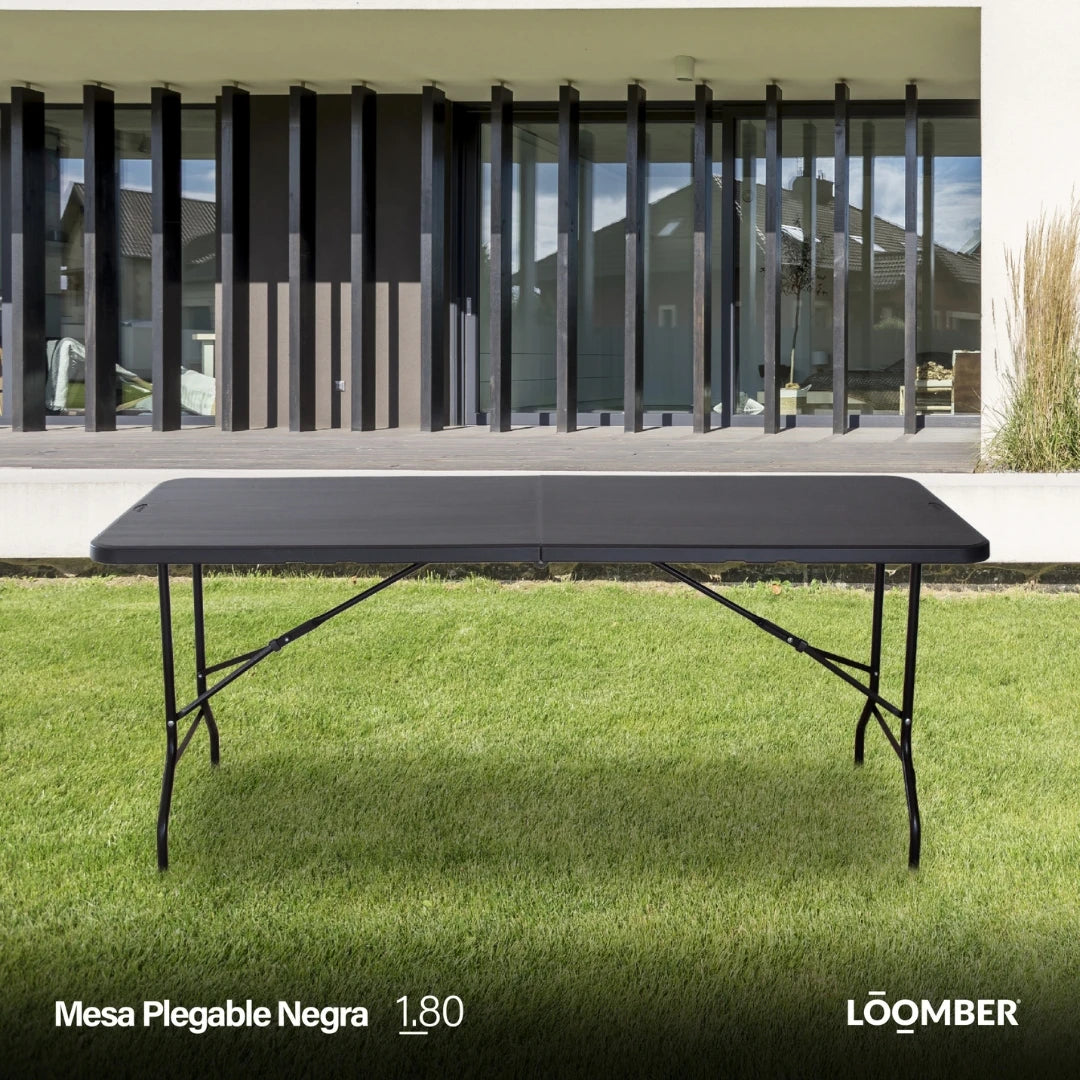Mesa Plegable Negra de 180 cm - Set de 2 piezas