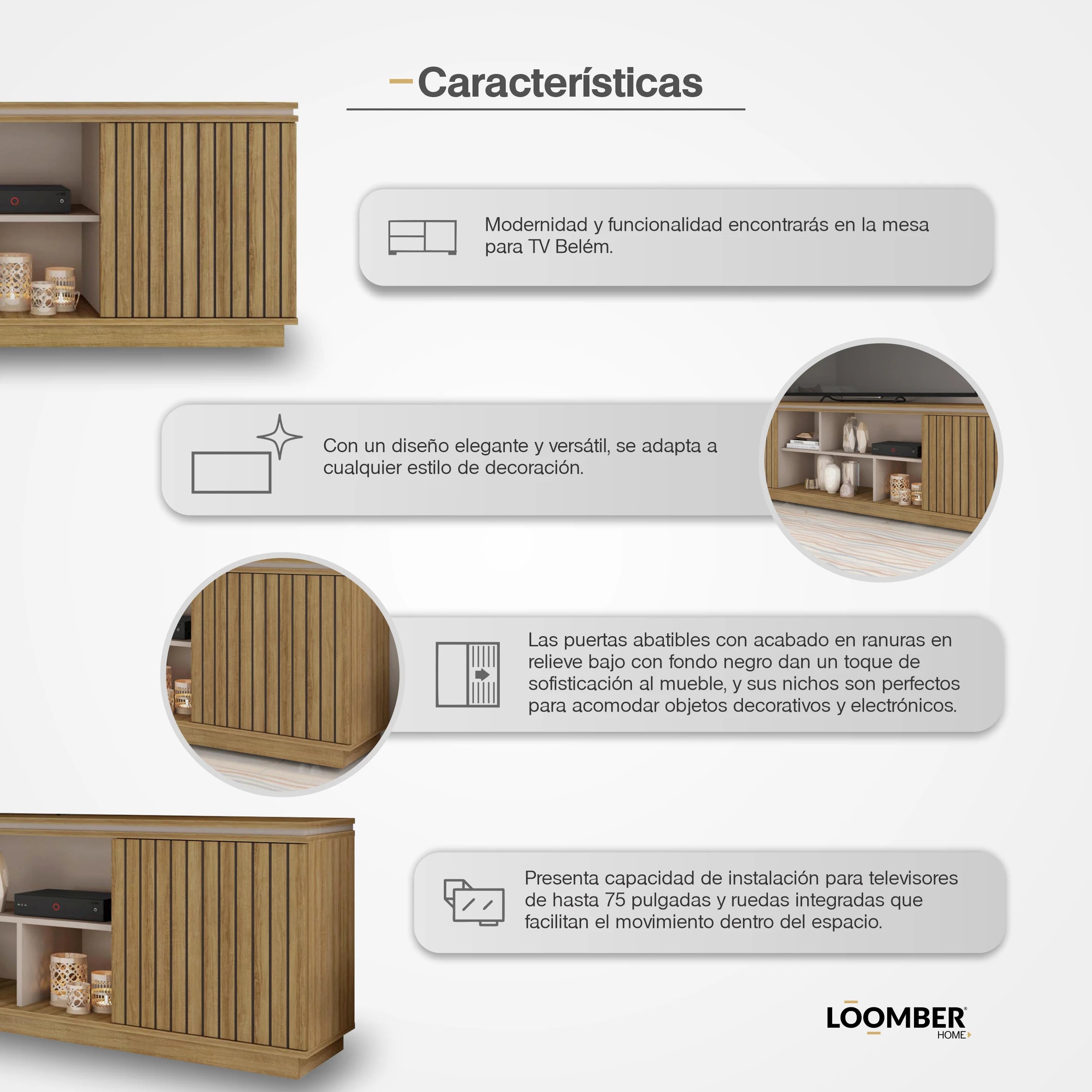 Mesa para TV Belém Miel Loomber