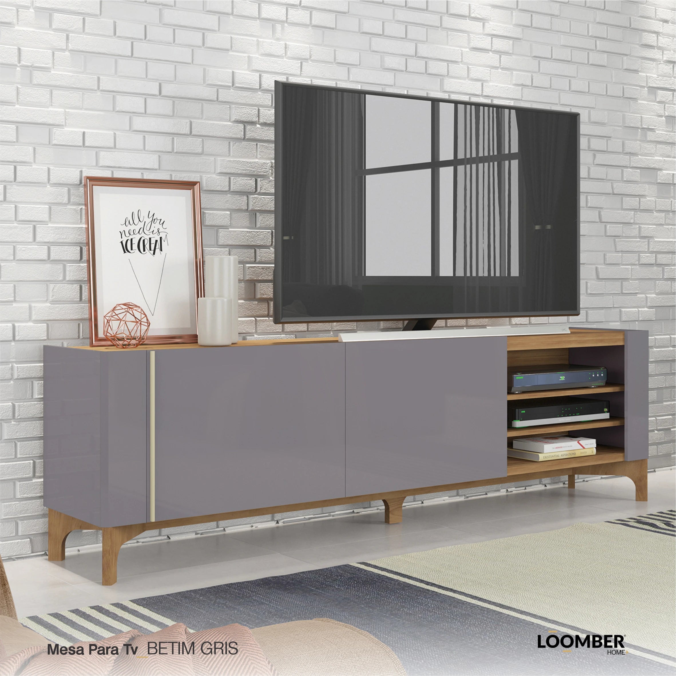Mesa para TV Betim Gris Loomber